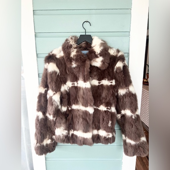 Vintage genuine rabbit fur coat Nine West Western cropped 90s friends small fall - Picture 1 of 11